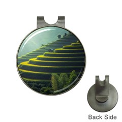 Scenic View Of Rice Paddy Hat Clips With Golf Markers