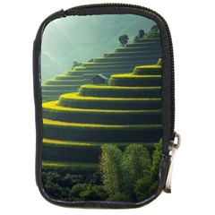 Scenic View Of Rice Paddy Compact Camera Leather Case by Sudhe