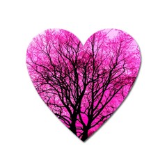 Pink Silhouette Tree Heart Magnet