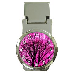 Pink Silhouette Tree Money Clip Watches