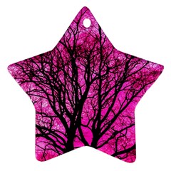 Pink Silhouette Tree Star Ornament (two Sides)