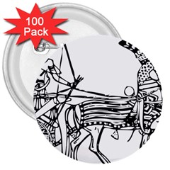 Line Art Drawing Ancient Chariot 3  Buttons (100 Pack) 