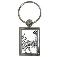 Line Art Drawing Ancient Chariot Key Chains (rectangle) 