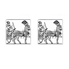 Line Art Drawing Ancient Chariot Cufflinks (square)