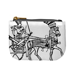 Line Art Drawing Ancient Chariot Mini Coin Purse by Sudhe