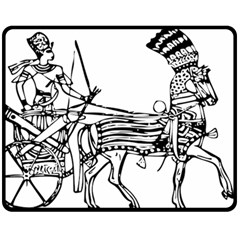 Line Art Drawing Ancient Chariot Double Sided Fleece Blanket (medium)  by Sudhe