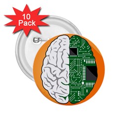 Technology Brain Digital Creative 2 25  Buttons (10 Pack) 