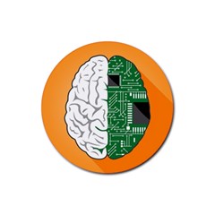 Technology Brain Digital Creative Rubber Round Coaster (4 Pack) 