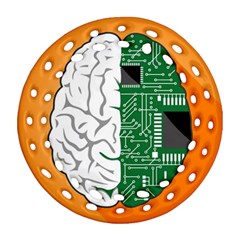 Technology Brain Digital Creative Round Filigree Ornament (two Sides) by Sudhe