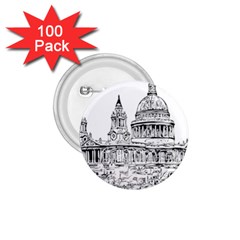 Line Art Architecture Church 1 75  Buttons (100 Pack) 