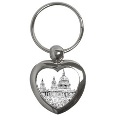 Line Art Architecture Church Key Chains (heart)  by Sudhe