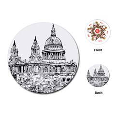 Line Art Architecture Church Playing Cards (round)