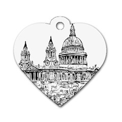 Line Art Architecture Church Dog Tag Heart (one Side)