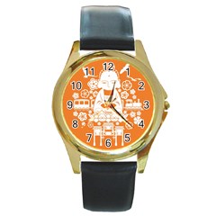 Taiwan Changhua Wikiproject Round Gold Metal Watch