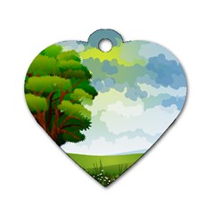 Landscape Nature Natural Sky Dog Tag Heart (two Sides)