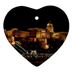 Budapest Buda Castle Building Scape Heart Ornament (two Sides)