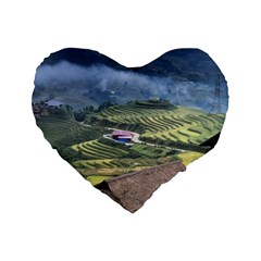 Rock Scenery The H Mong People Home Standard 16  Premium Flano Heart Shape Cushions by Sudhe