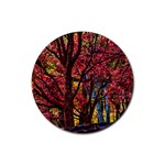 Autumn Colorful Nature Trees Rubber Round Coaster (4 pack)  Front