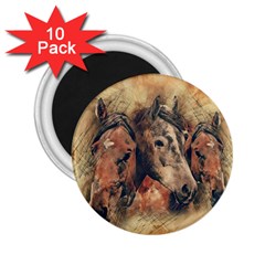 Head Horse Animal Vintage 2 25  Magnets (10 Pack) 