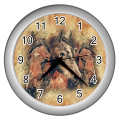 Head Horse Animal Vintage Wall Clock (silver)