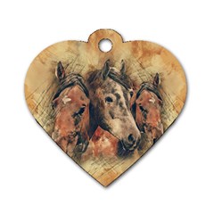 Head Horse Animal Vintage Dog Tag Heart (two Sides)