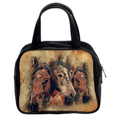 Head Horse Animal Vintage Classic Handbag (two Sides) by Sudhe