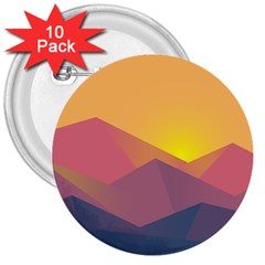 Image Sunset Landscape Graphics 3  Buttons (10 Pack) 
