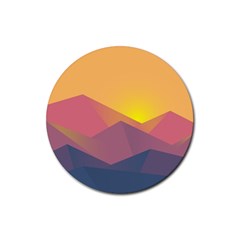 Image Sunset Landscape Graphics Rubber Round Coaster (4 Pack) 