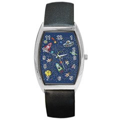 Cat Cosmos Cosmonaut Rocket Barrel Style Metal Watch