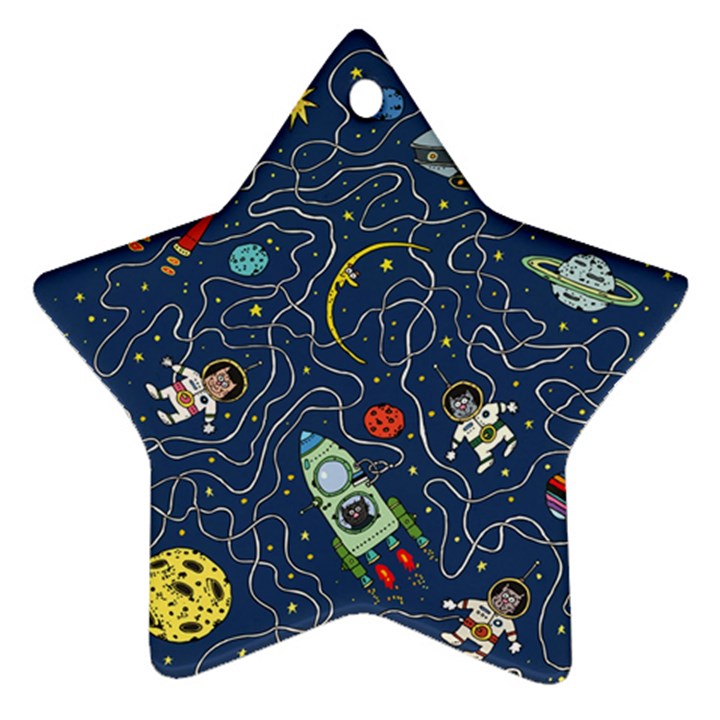 Cat Cosmos Cosmonaut Rocket Star Ornament (Two Sides)