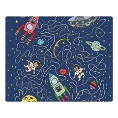 Cat Cosmos Cosmonaut Rocket Double Sided Flano Blanket (large)  by Sudhe