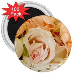 Roses Plate Romantic Blossom Bloom 3  Magnets (100 Pack)