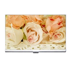 Roses Plate Romantic Blossom Bloom Business Card Holder