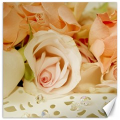 Roses Plate Romantic Blossom Bloom Canvas 20  X 20 