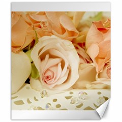 Roses Plate Romantic Blossom Bloom Canvas 20  X 24 