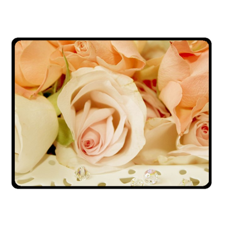 Roses Plate Romantic Blossom Bloom Fleece Blanket (Small)