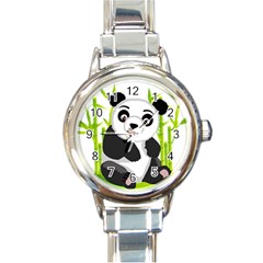 Giant Panda Bear Round Italian Charm Watch