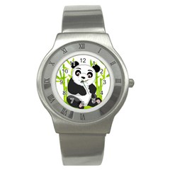 Giant Panda Bear Stainless Steel Watch