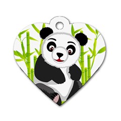 Giant Panda Bear Dog Tag Heart (two Sides)