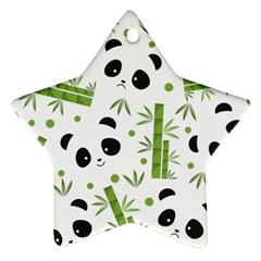 Giant Panda Bear Bamboo Icon Green Bamboo Ornament (star) by Sudhe