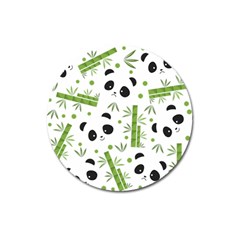 Giant Panda Bear Bamboo Icon Green Bamboo Magnet 3  (round)