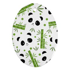 Giant Panda Bear Bamboo Icon Green Bamboo Oval Ornament (two Sides)