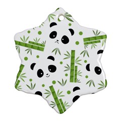 Giant Panda Bear Bamboo Icon Green Bamboo Ornament (snowflake) by Sudhe