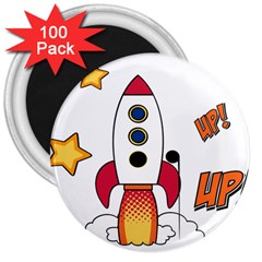 Rocket Cartoon 3  Magnets (100 Pack)