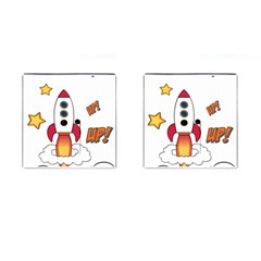 Rocket Cartoon Cufflinks (square)