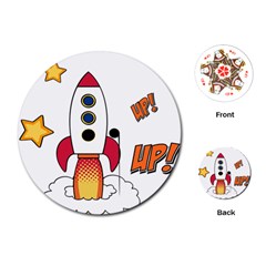 Rocket Cartoon Playing Cards (round) by Sudhe