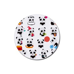 Giant Panda Bear Cuteness Rubber Round Coaster (4 Pack) 