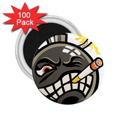 Smoking Cartoon Evil Bomb Cartoon 2 25  Magnets (100 Pack) 