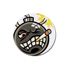 Smoking Cartoon Evil Bomb Cartoon Rubber Coaster (round) 