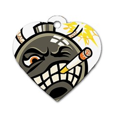 Smoking Cartoon Evil Bomb Cartoon Dog Tag Heart (one Side)